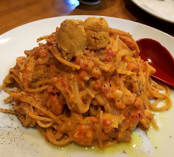 「【名物！ムサコ式パスタ】濃厚雲丹クリーム」@ラーメン カワタカの写真