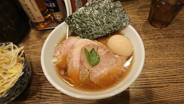 「特製平子煮干そば 950円 + チャーシュー葱ごはん300円」@新橋 纏の写真