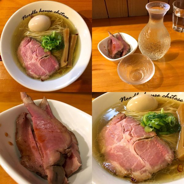 「冷酒 特別純米伯楽 ＋ 塩 煮玉子」@麺庵ちとせの写真