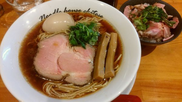 「醤油 煮玉子 860円 肉飯 180円」@麺庵ちとせの写真