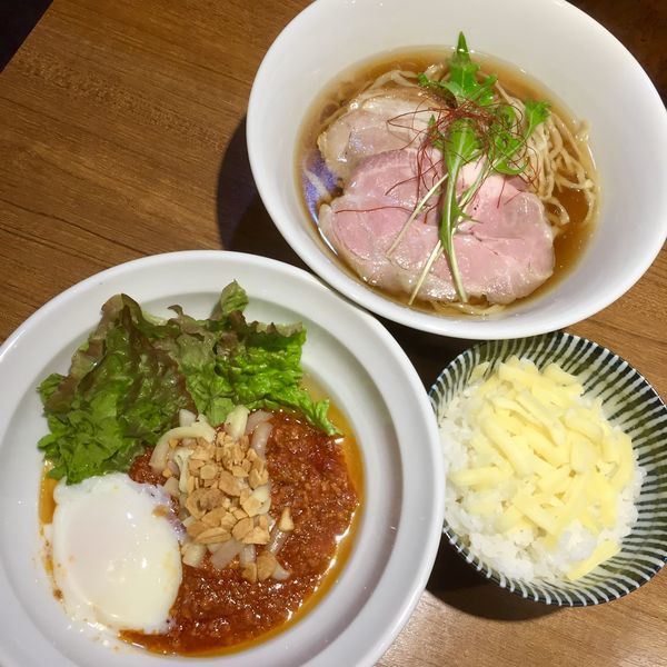 「【限定】鶏とトマトのラーつけ￥1000＋チーズご飯￥150」@寿製麺よしかわ 川越店の写真