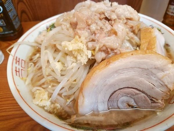 「ラーメン（麺半分、ニンニク半分ヤサイアブラ）」@ラーメン二郎 亀戸店の写真
