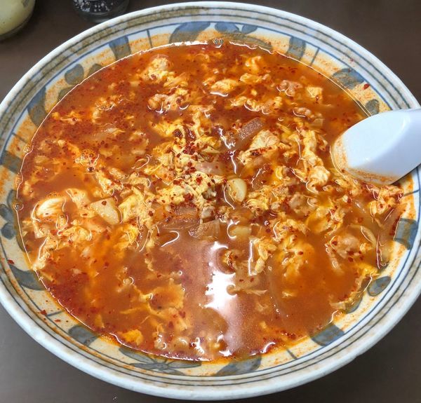 「南ばん麺（メチャ辛・麺固・水菜抜￥750）」@南ばん亭の写真