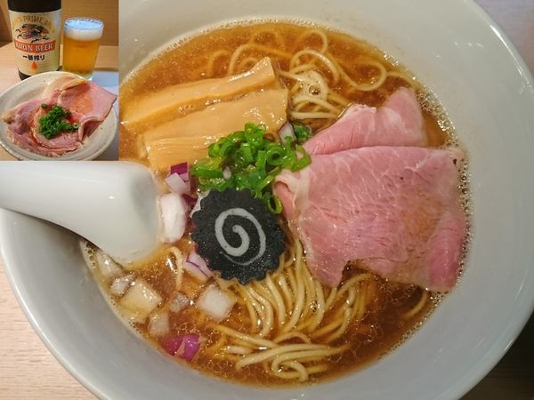 「のどぐろそば＋チャーシュー＋瓶ビール＝￥1750」@らぁ麺 はやし田 新宿本店の写真