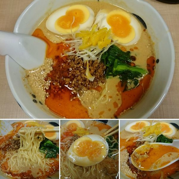 「ごまの旨辛そば(季節限定)＋双子玉子＝1000円」@与ろゐ屋の写真