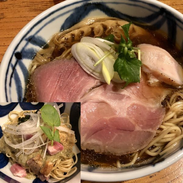 「地鶏そば＋牡蠣と煮干の和えそば」@中華そば 先崎の写真