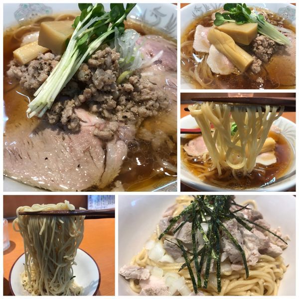 「【限定】豚そば850円 寿製麺バージョン イカ和え玉280円」@㐂九八 ～garage～の写真