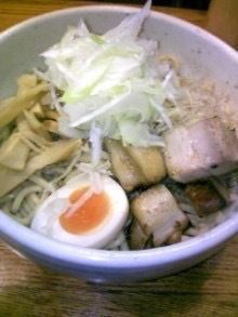 「汁なし・和風（煮干し）中盛り６５０円」@らーめん 破顔の写真