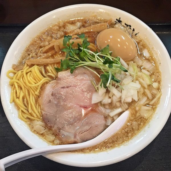 「【限定】背脂煮干￥７８０＋味玉￥１００」@煮干しらーめん青樹 立川店の写真