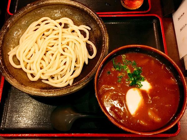 「☆牛カレーつけうどんに味玉☆」@こんぴら茶屋の写真