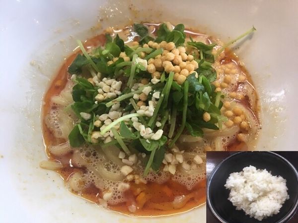 「担々麺800円、追い飯50円」@麺屋三一五の写真