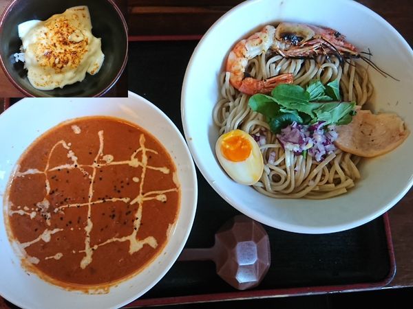 「【限定】桜の季節 海老と浅利のクリームトマトつけ麺 ￥880」@和風らーめん 凪の写真