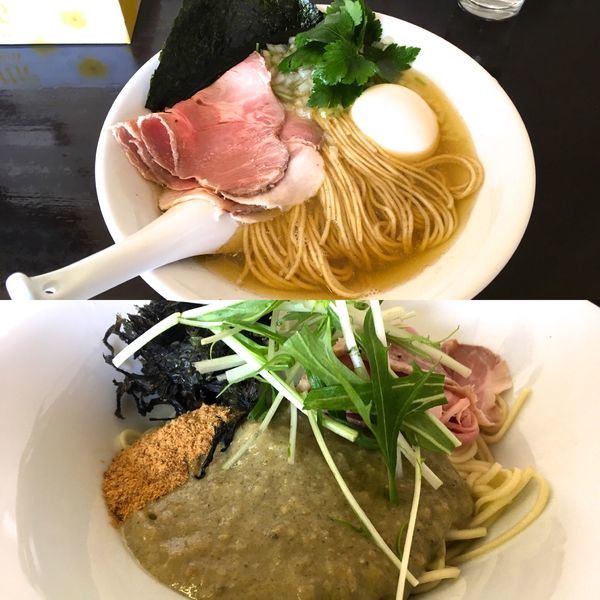 「牡蠣和え玉＋煮干そば（白）」@と多゛食堂の写真