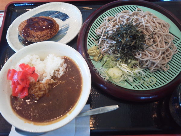 「ざるそば280＋ミニカレー丼220＝500円」@山田うどん 北中店の写真