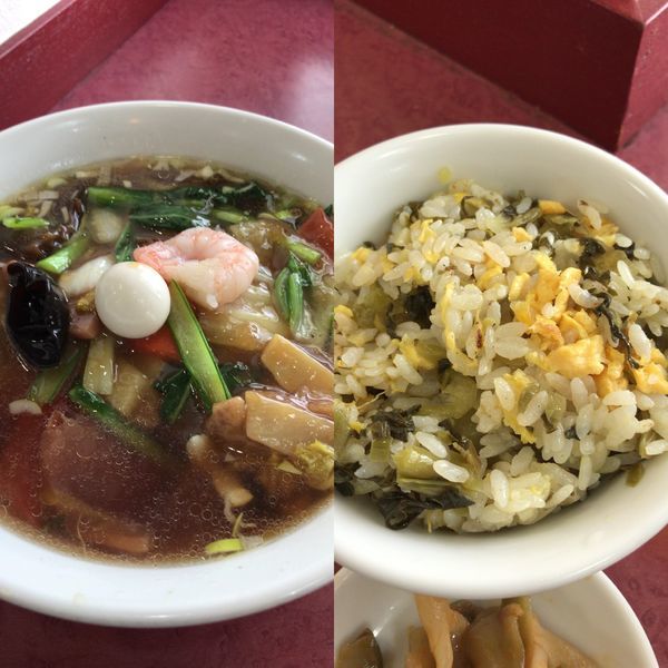 「五目あんかけソバ ミニ高菜チャーハン セット ¥930」@中華厨房 久華の写真