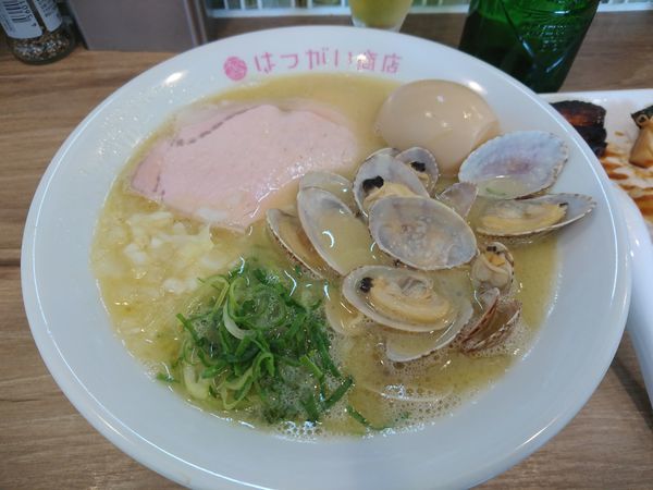 「【限定】アサリの白湯そば850円＋ビール 他」@はつがい商店の写真