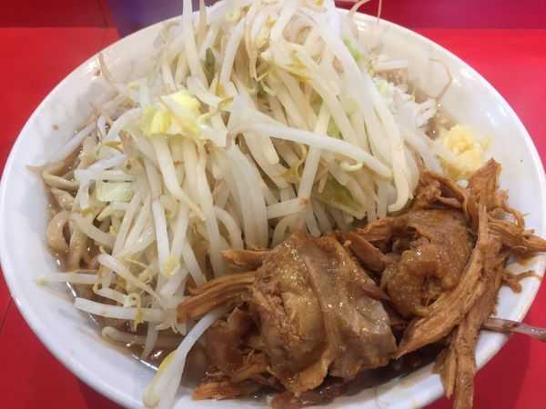 「小ラーメン・ニンニク+鶏ほぐしマシマシ（700+100円）」@麺屋 桐龍の写真