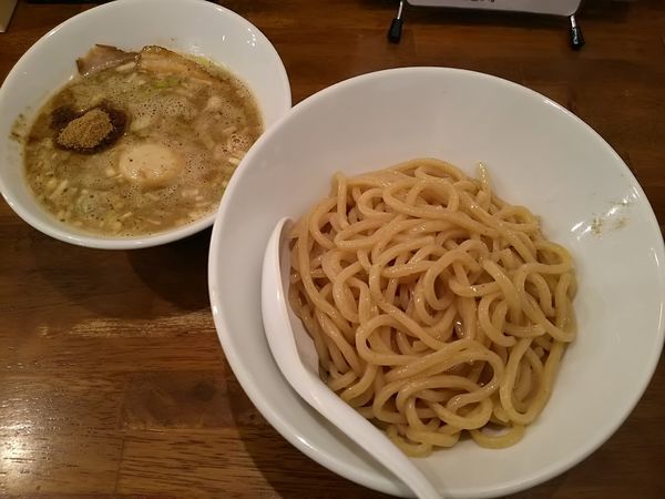 「つけそば　＋味玉：サービス券」@New old style ゆいが 三郷店の写真