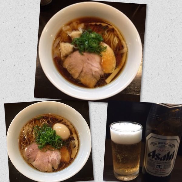 「醤油らぁ麺750円+ワンタントッピング(2個)100円他」@らぁ麺 すぎ本の写真