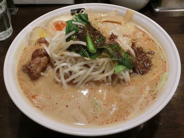 「やさい担担麺大盛+特製トッピング」@担担麺 花さんしょう 若葉店の写真