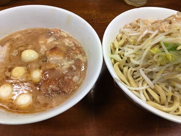 「エビつけ麺小豚入りヤサイニンニクアブラ」@蓮爾 新町一丁目店の写真