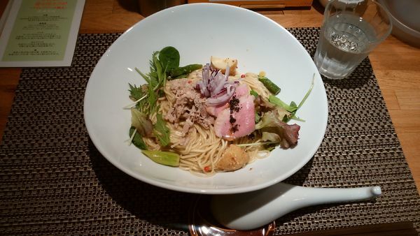 「春野菜と鴨の和えそば トリュフソース添え」@生粋 花のれんの写真