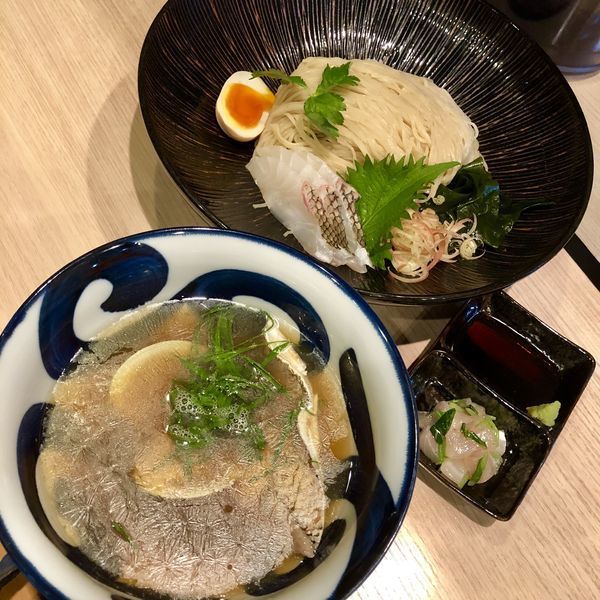 「【夜限定】桜鯛の特製つけそば 大￥1600＋鯛茶漬￥300」@寿製麺よしかわ 坂戸店の写真