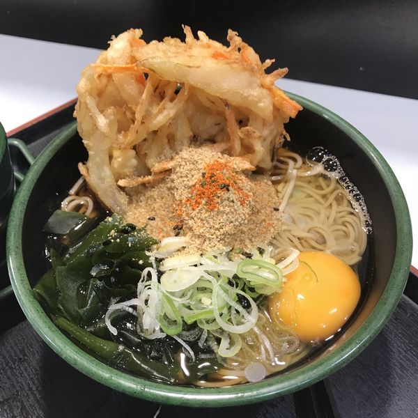 「朝そば（玉子）（￥330）＋かき揚げ（クーポン）」@ゆで太郎 竹橋店の写真