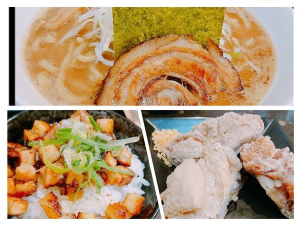 「味噌ラーメン から揚げ ミニチャーシュー丼」@日の出らーめん 横浜桜木町本店の写真