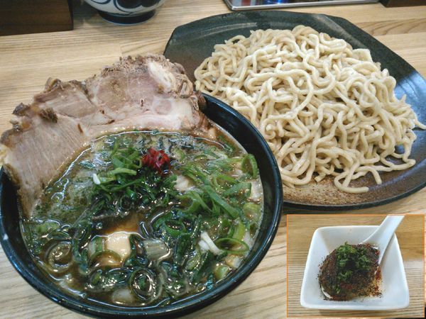 「つけそば￥800・カレー玉￥170・九条ねぎ￥100」@中華そば専門 とんちぼの写真