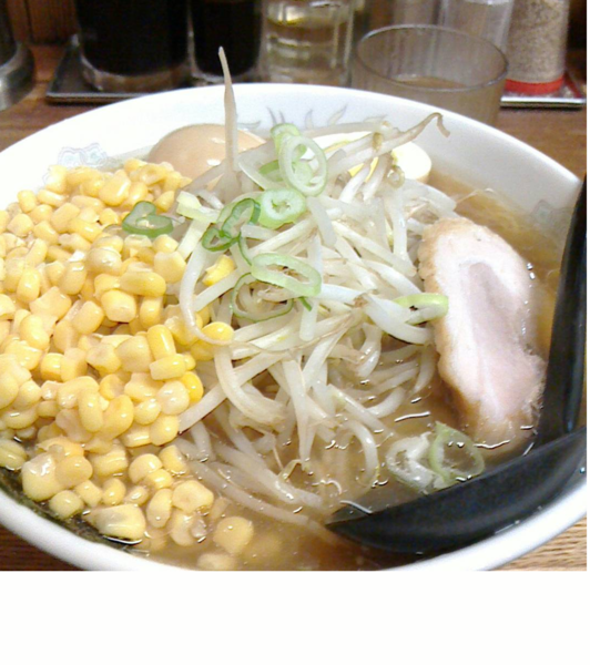 「ラーメン＋コーン&玉子トッピング」@らーめん三水の写真