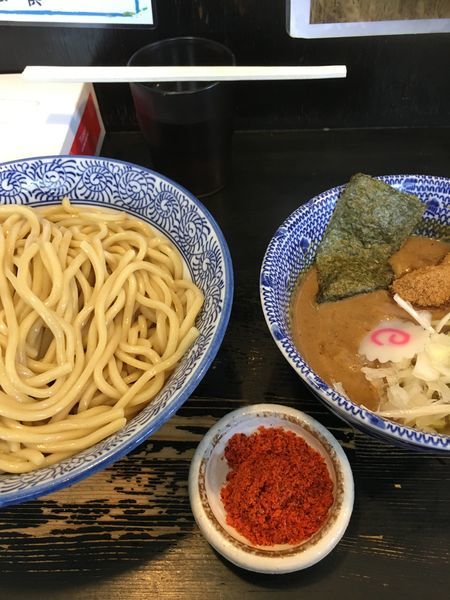「辛つけ麺大盛＋無料のラー油」@狼煙 〜NOROSHI〜の写真