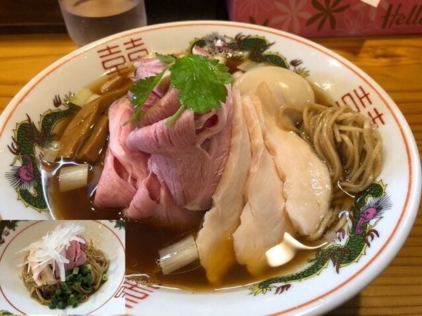 「【限定】特製コラボ中華そば1080円、替え玉ハーフ150円」@中華蕎麦 みうらの写真
