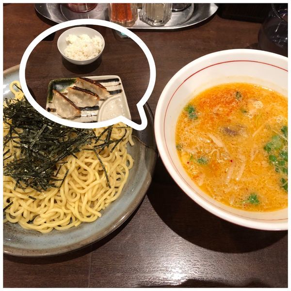 「札幌濃厚味噌つけ麺800円 ライス&餃子セット170円」@らーめん みそ膳 丸の内店の写真