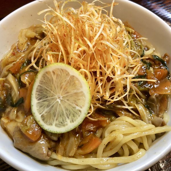 「【竹園店限定】モツあんかけまぜそば（大盛）」@つけめん・らーめん活龍 竹園店の写真