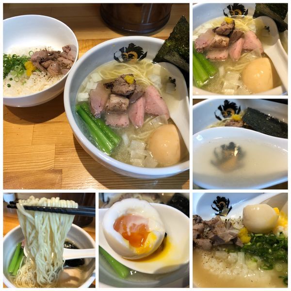 「特製鴨中華そば（塩）1100円＋鴨雑炊丼（小）200円」@満鶏軒の写真