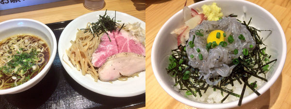 「つけそば 780円 + ミニ生しらす丼 300円」@麺ゃこもんの写真