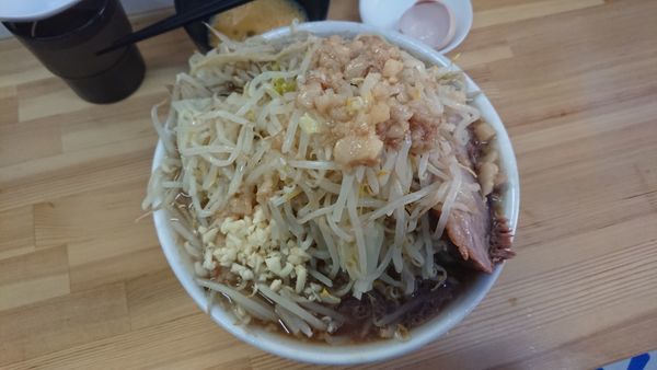 「ラーメン少な目　野菜脂ニンニク少」@俺の生きる道 白山店の写真