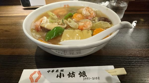 「海老うま煮そば（醤油あんかけ）＠１２００円」@小姑娘の写真