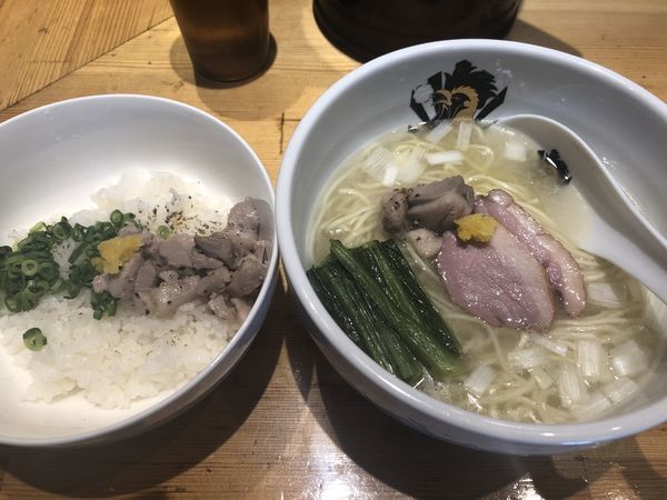 「鴨中華そば・塩雑炊セット（1050円）」@満鶏軒の写真