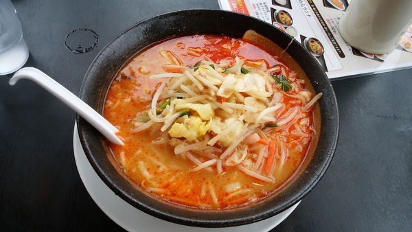 「辛し味噌野菜らーめん＋餃子5個」@幸楽苑 印西店の写真