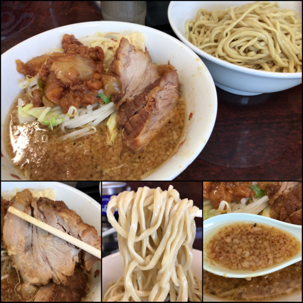 「小ラーメン¥700+つけ麺¥150（ニンニク・アブラ）」@ラーメン二郎 めじろ台店の写真