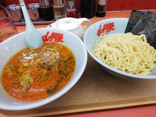 「辛味噌つけ麺(サービス券＆100円)」@ラーメン山岡家 笛吹店の写真