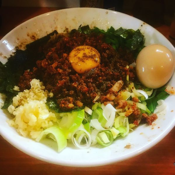 「我流豚星。台湾混蕎麦（ニンニク少し、ホアジャオ、サービス味玉）+」@豚星。の写真