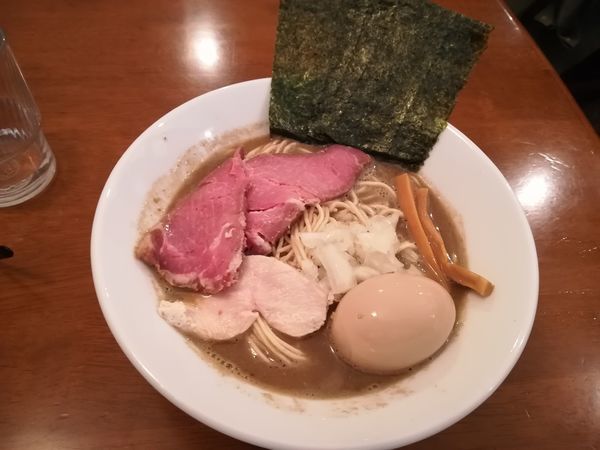 「5/13煮干し三角関係そば中盛り全部乗せ1,000円」@煮干専門 中華そば 平八の写真