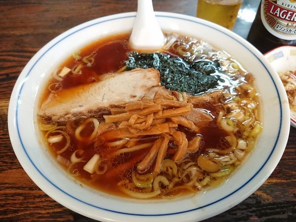 「ラーメン680円＋支那竹500円＋ビール」@丸長 荻窪本店の写真