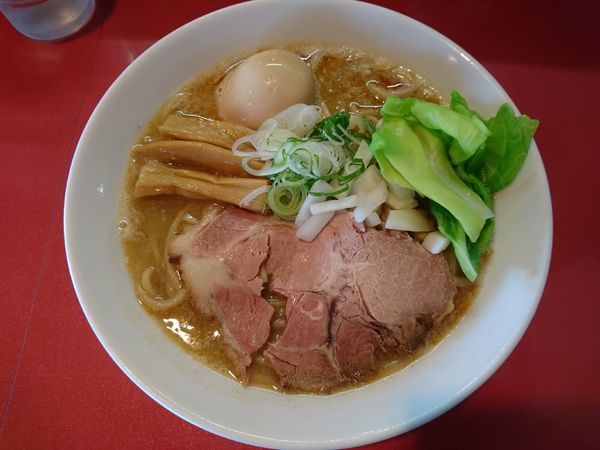 「味玉エビラーメン（白湯）＋麺増し」@麺屋しのはら 三日月食堂の写真