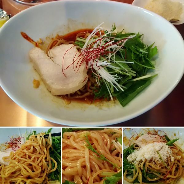 「スパイシーオリーブ油そば(小/2辛)＋粉チーズ＝800円」@オリーブ油そば 三六の写真