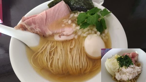 「煮干そば(白)＋鯛白子の和え玉」@と多゛食堂の写真