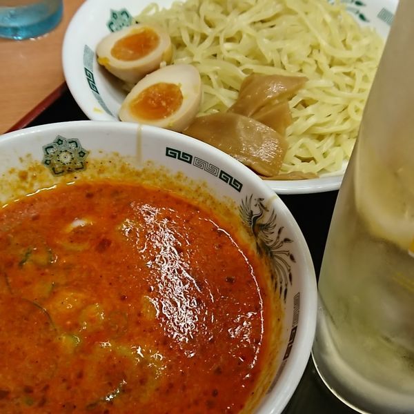 「えび辛とんこつつけめん 600えん」@熱烈中華食堂 日高屋 コクーンシティ店の写真